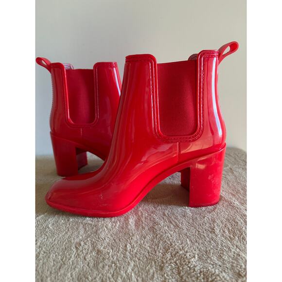 Jeffrey Campbell PVC Hurricane Platform Red Rain Boots Size 7 - Picture 7 of 10